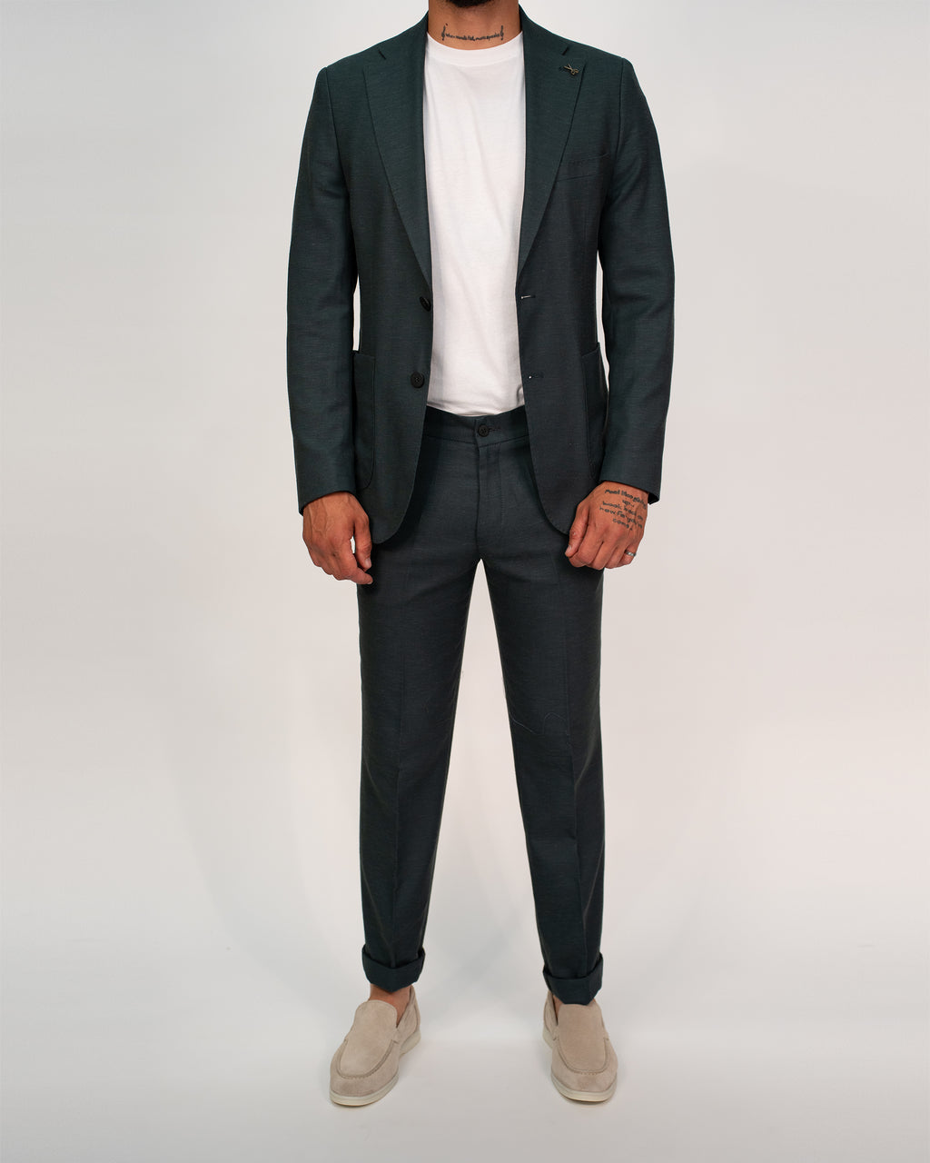 Milano Olive Linen Two-Piece Suit
