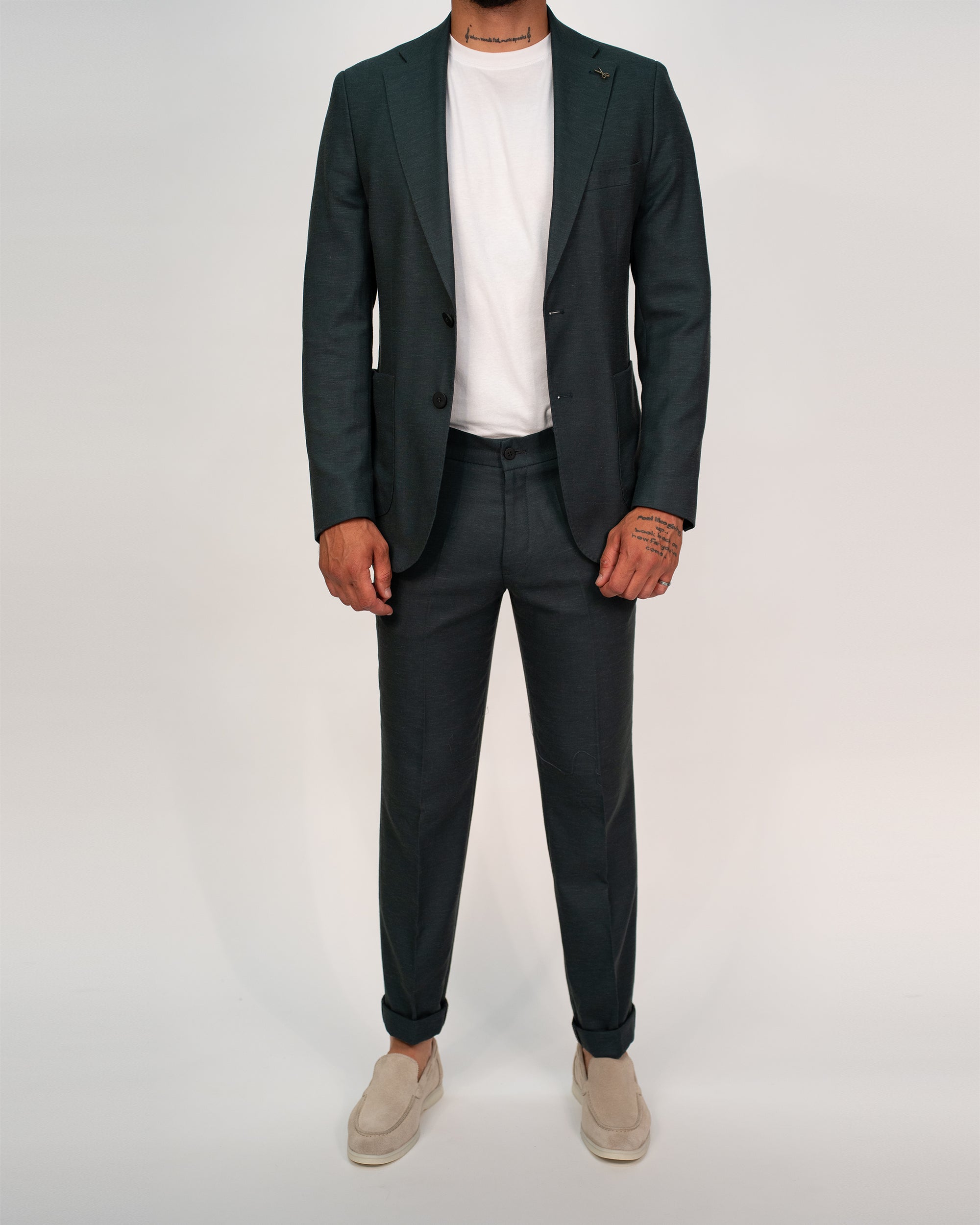 Milano Olive Linen Two-Piece Suit