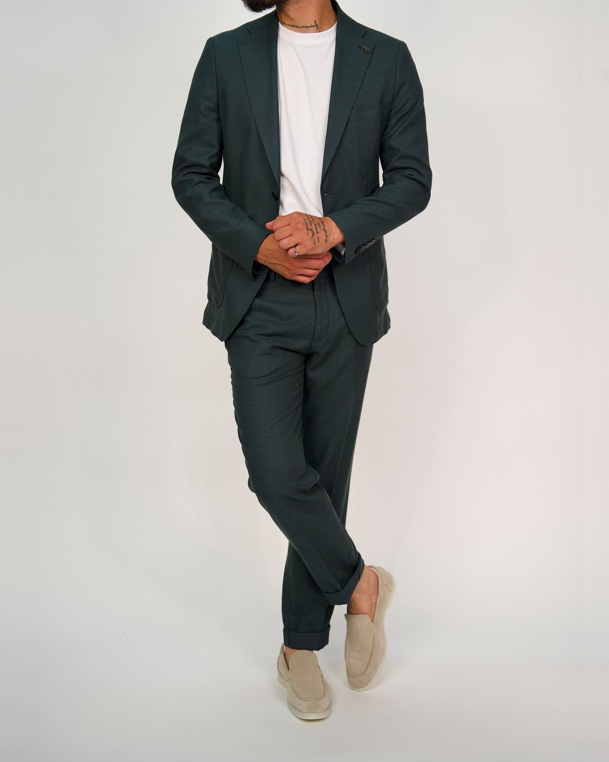 Milano Olive Linen Two-Piece Suit