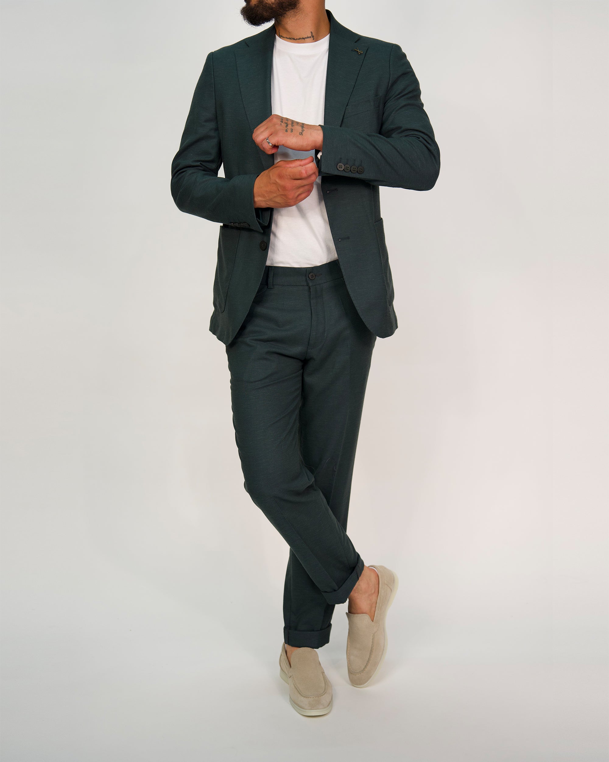 Milano Olive Linen Two-Piece Suit