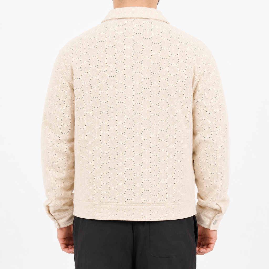 Crochet Zip Through Biege Jacket