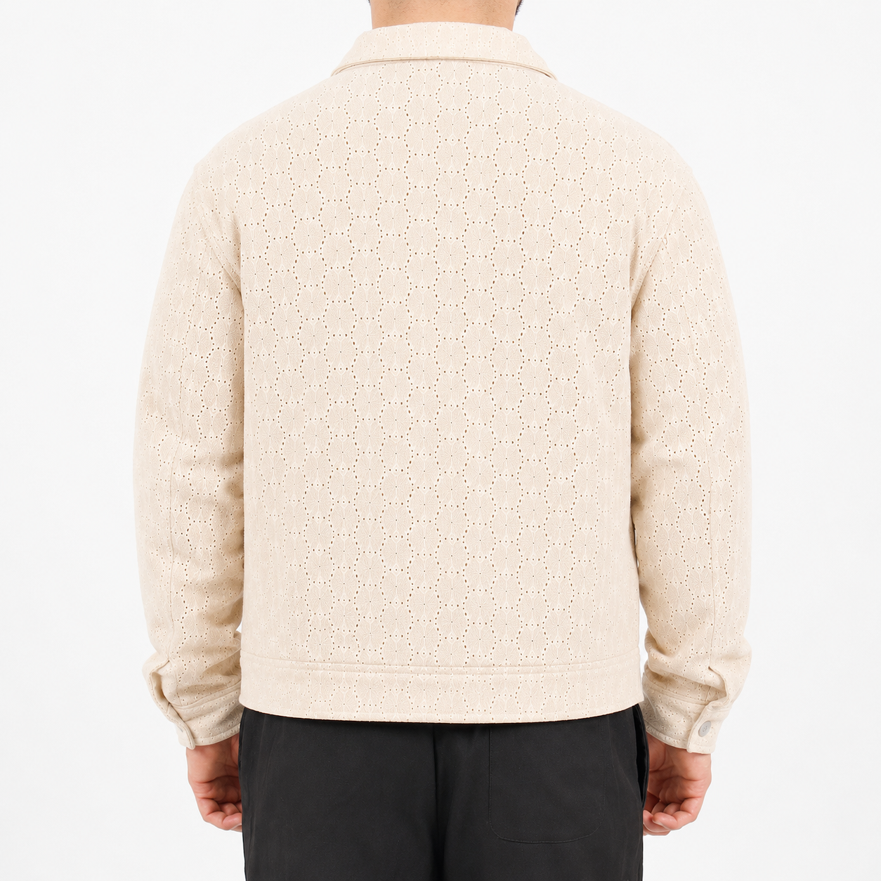 Crochet Zip Through Biege Jacket