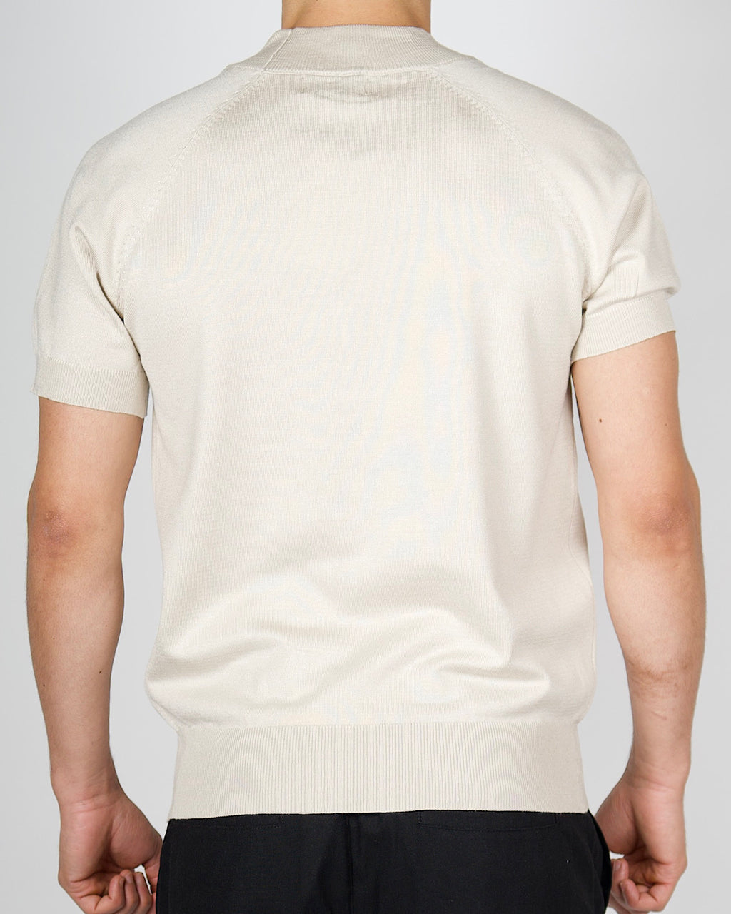 Beige Muscle Fit Knit T-Shirt