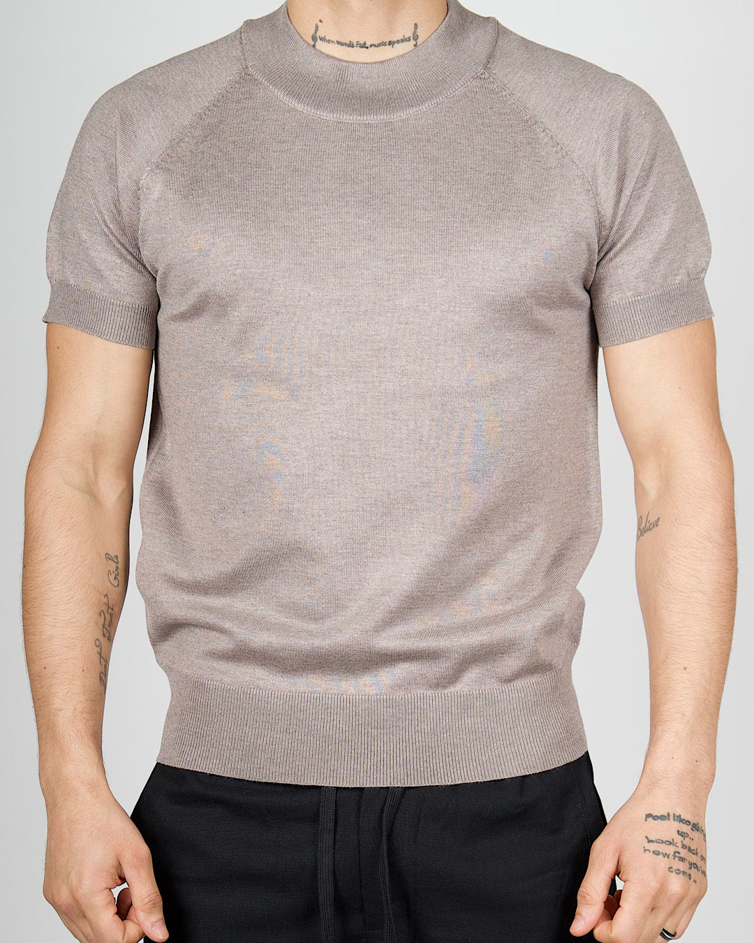 Brown Muscle Fit Knit T-Shirt