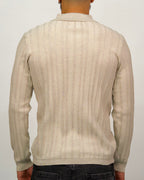 Ribbed Knit Quarter-Zip Polo Sweater