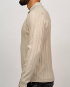 Ribbed Knit Quarter-Zip Polo Sweater