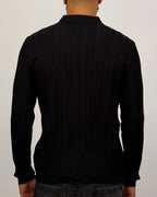 Ribbed Knit Quarter-Zip Polo Sweater