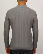 Ribbed Knit Quarter-Zip Polo Sweater