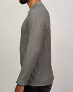 Ribbed Knit Quarter-Zip Polo Sweater