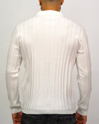 Ribbed Knit Quarter-Zip Polo Sweater
