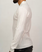 Ribbed Knit Quarter-Zip Polo Sweater