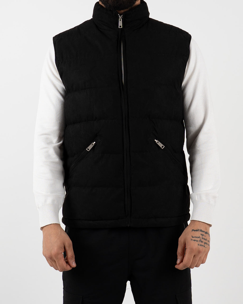 Black Suede Padded Gilet