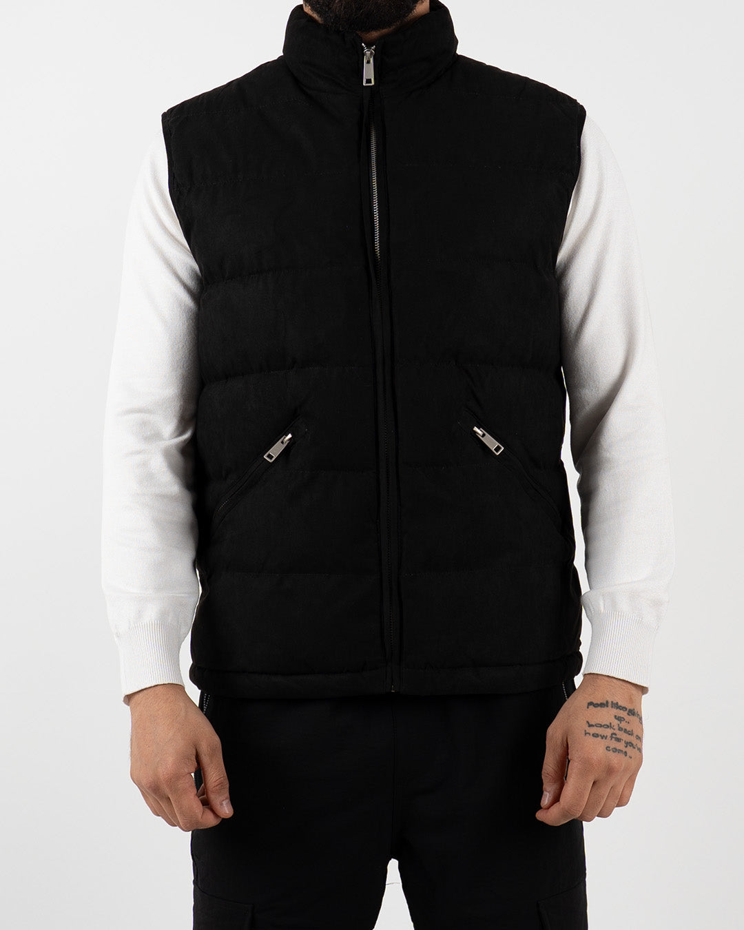 Black Suede Padded Gilet