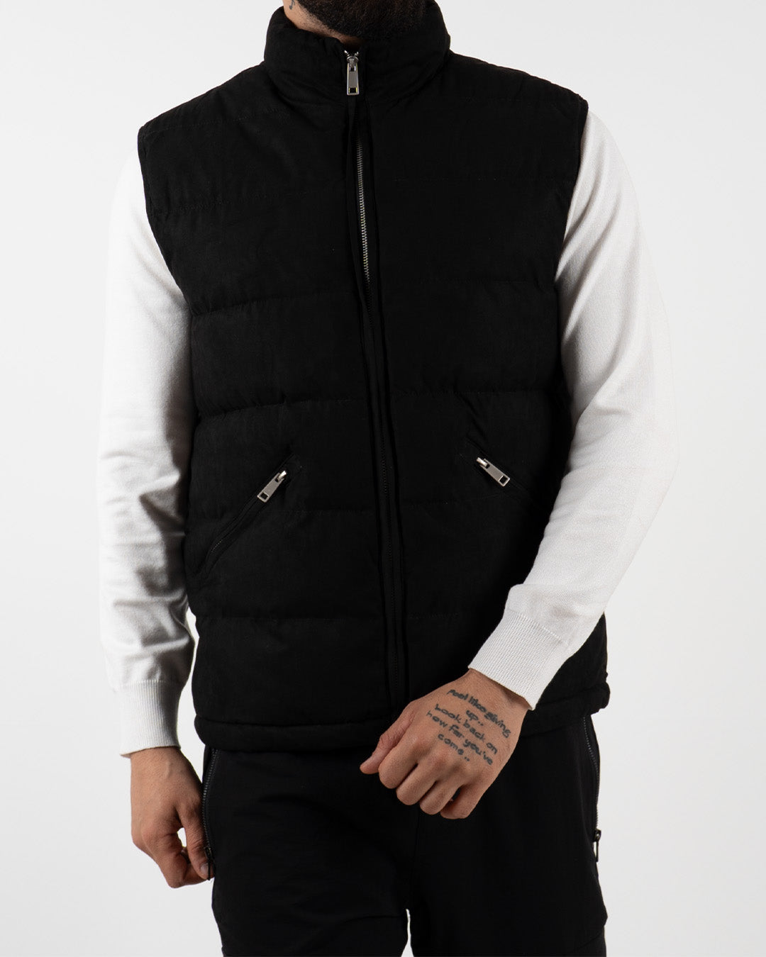 Black Suede Padded Gilet