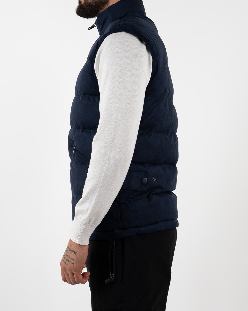 Navy Suede Padded Gilet