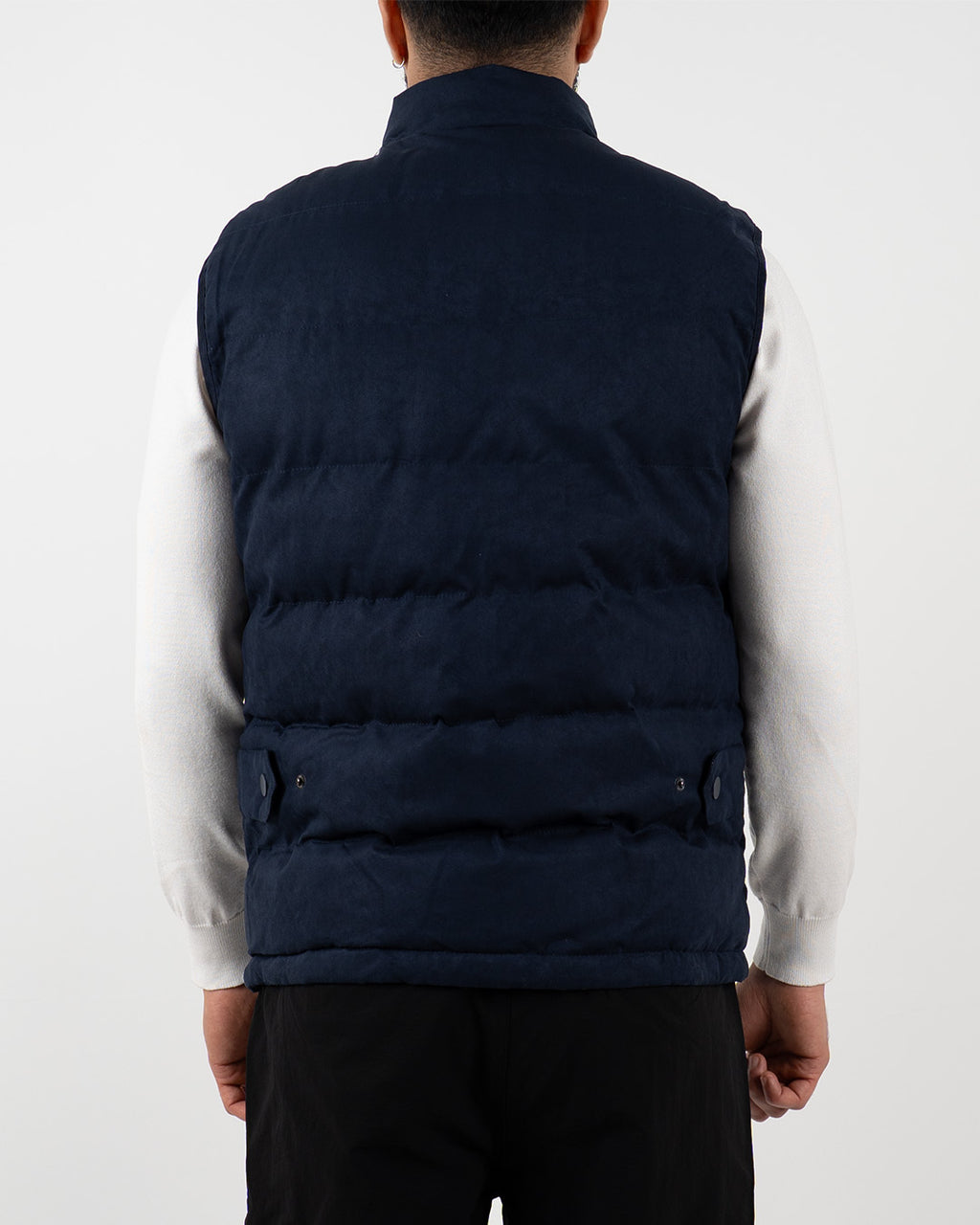 Navy Suede Padded Gilet