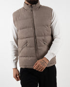 Taupe Suede Padded Gilet