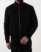 Black Padded Knit Sleeve Jacket