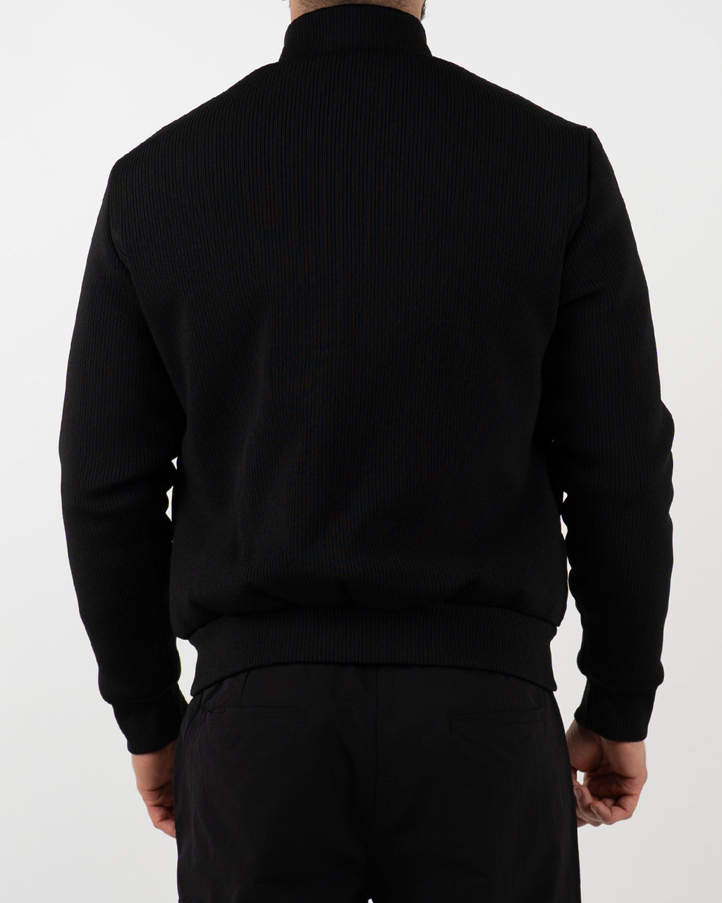 Black Padded Knit Sleeve Jacket