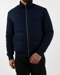 Navy Padded Knit Sleeve Jacket