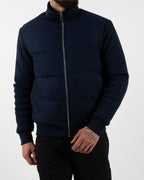 Navy Padded Knit Sleeve Jacket