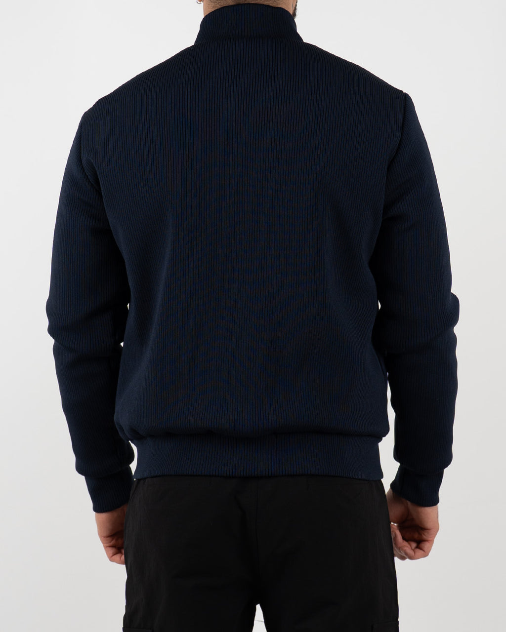 Navy Padded Knit Sleeve Jacket