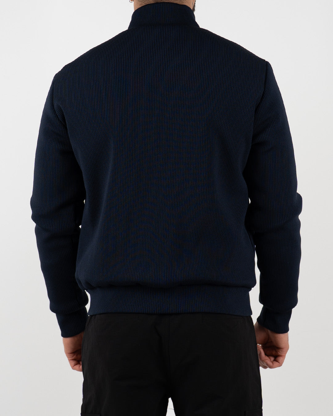 Navy Padded Knit Sleeve Jacket