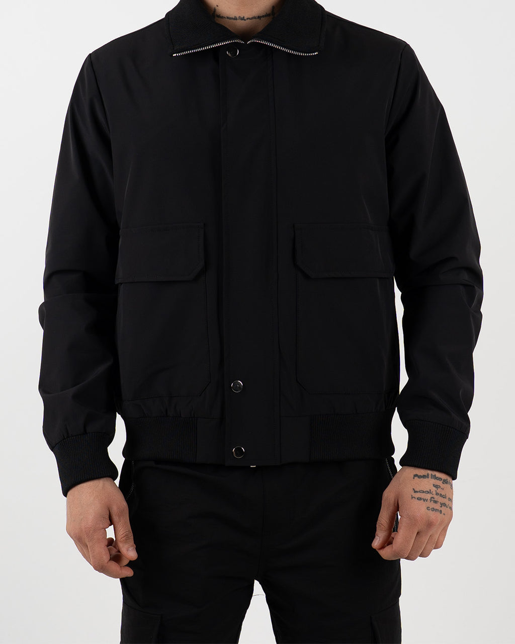Black Utility Bomber Jacket