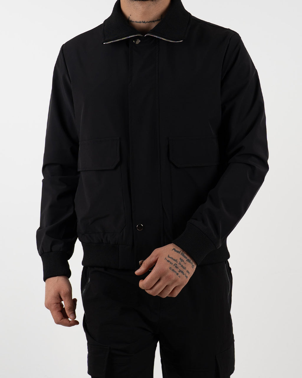 Black Utility Bomber Jacket