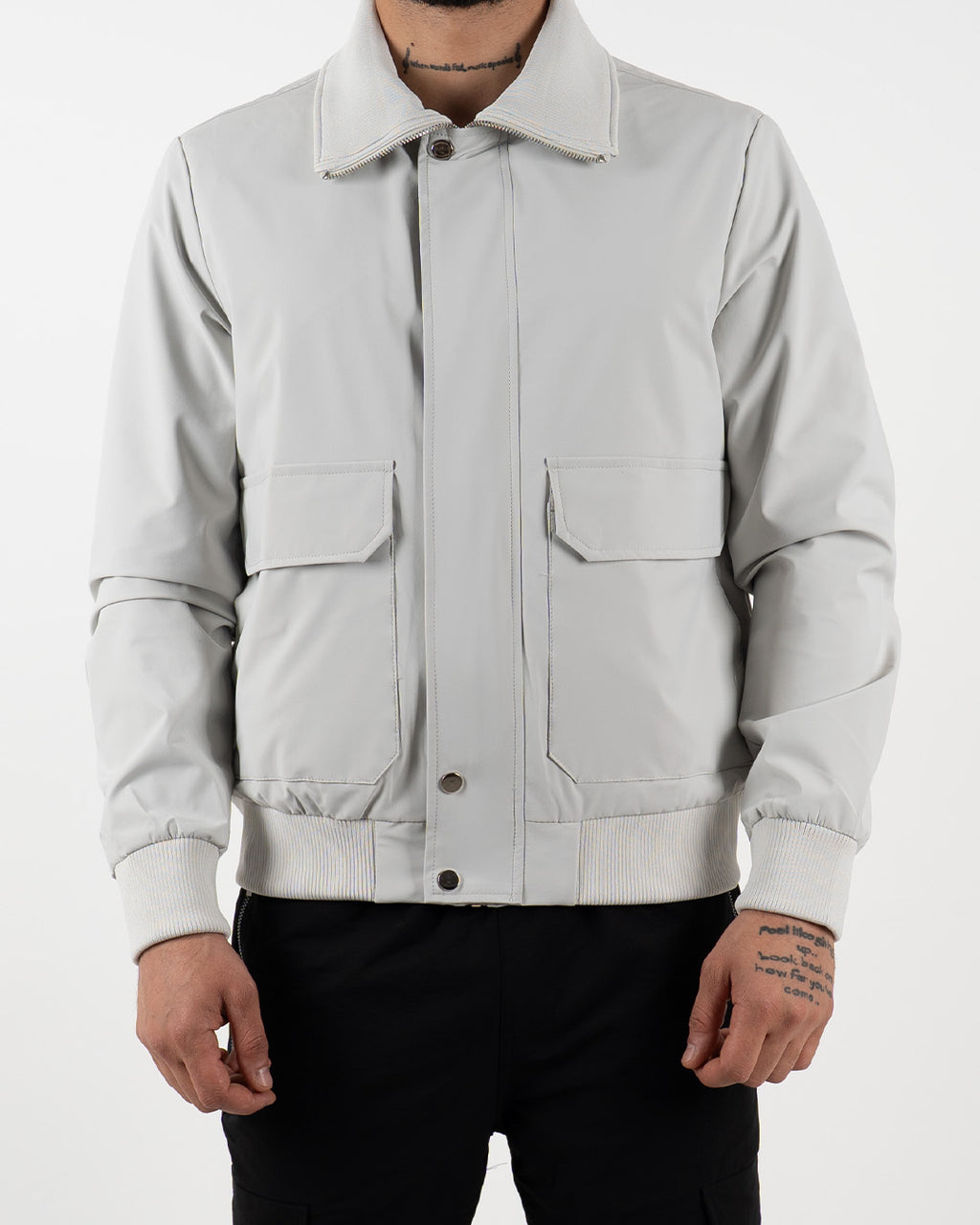 Grey Utility Bomber Jacket