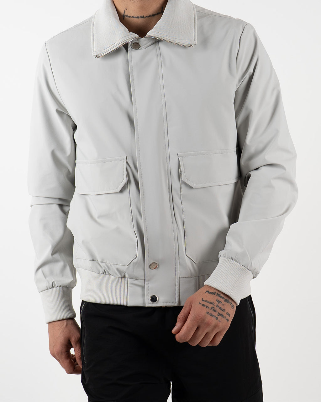 Grey Utility Bomber Jacket