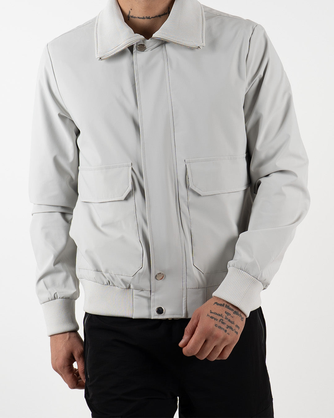 Grey Utility Bomber Jacket
