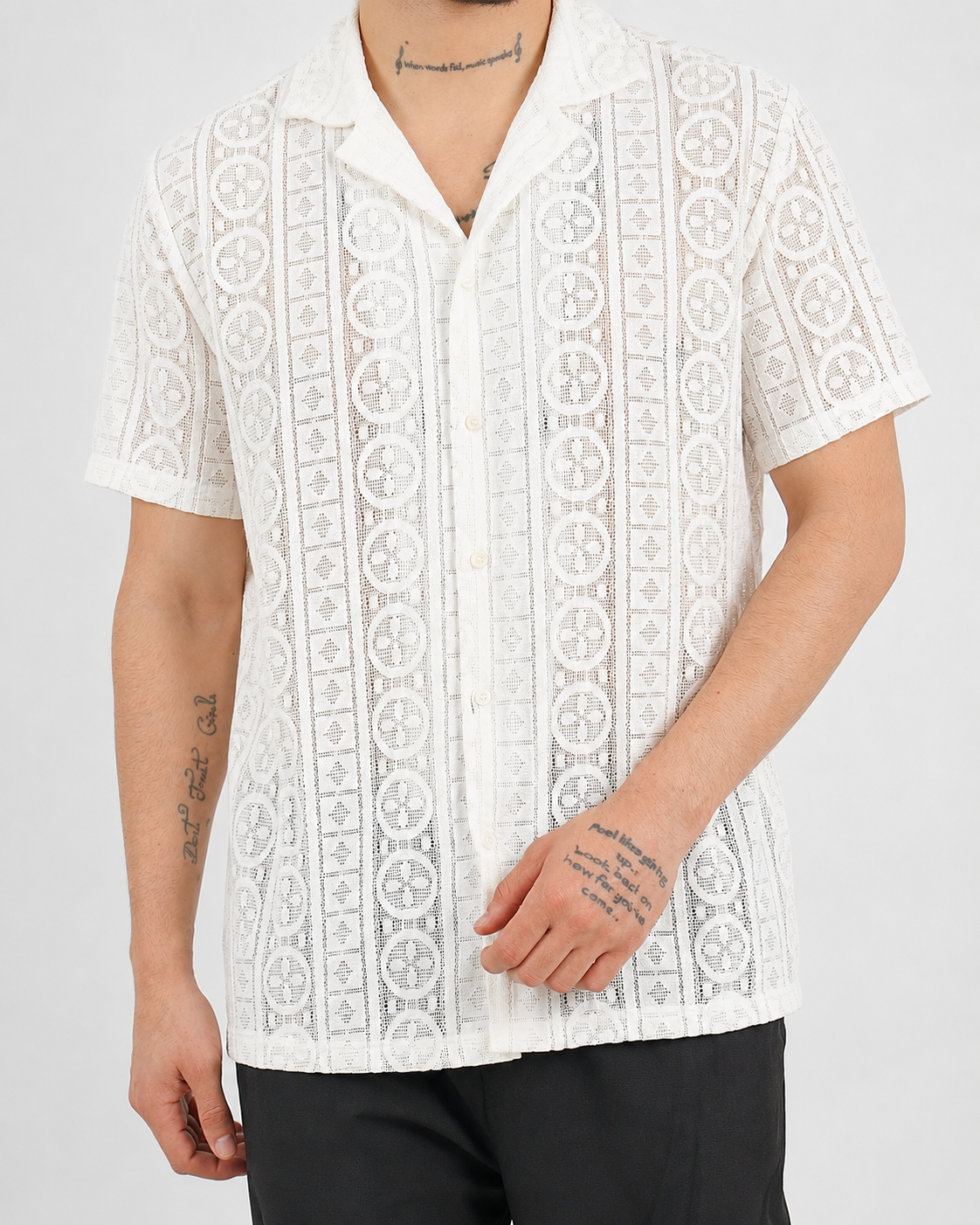 Crochet Lace Revere Collar White Shirt