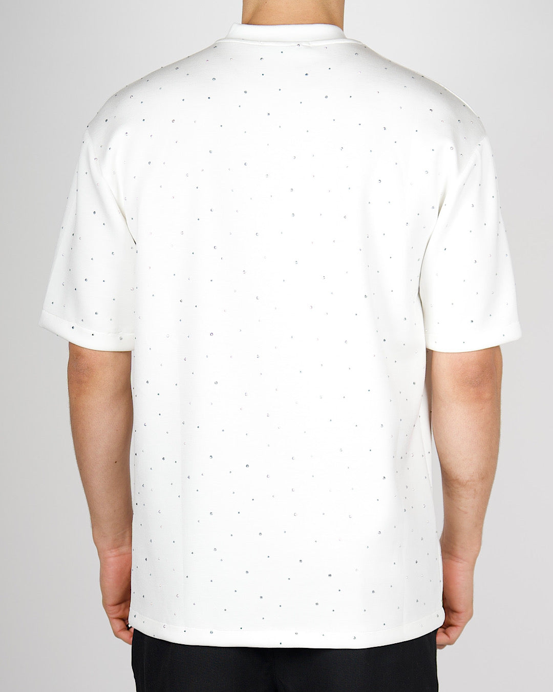 White Minimal Diamante Detail T-Shirt