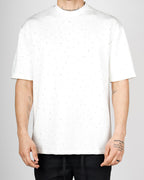 White Minimal Diamante Detail T-Shirt