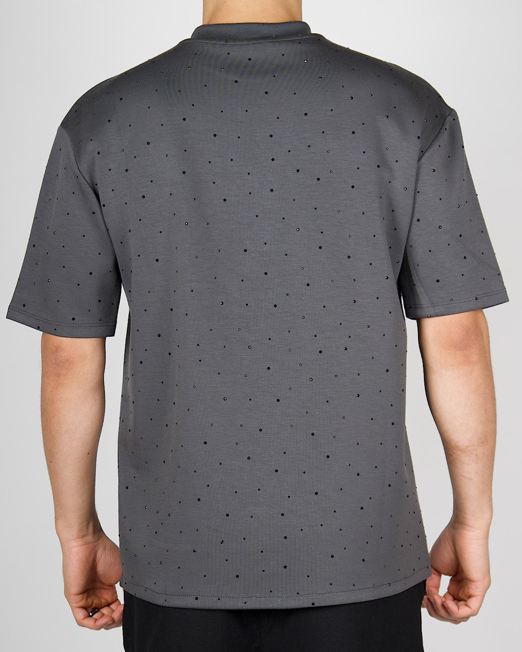 Grey Minimal Diamante Detail T-Shirt