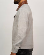 Wool Blend Jacket with Contrast Faux Leather Collar