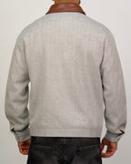 Wool Blend Jacket with Contrast Faux Leather Collar