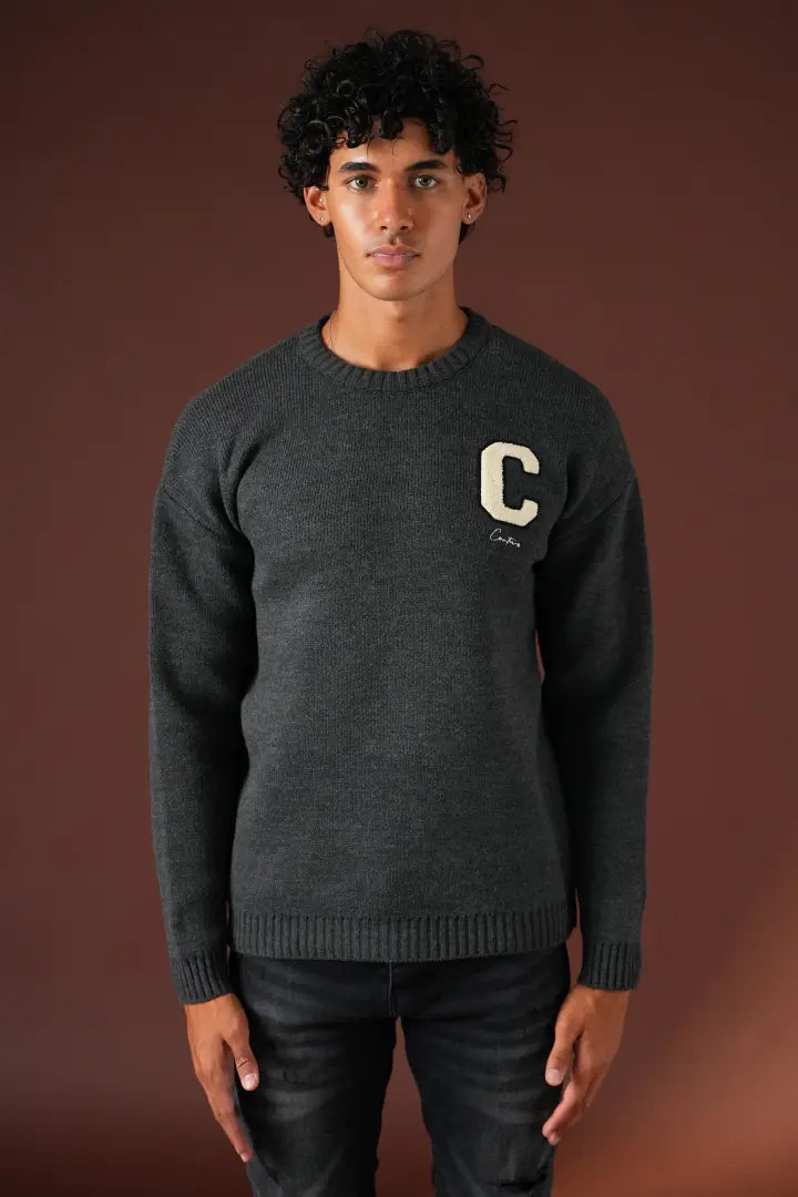 C Embroidered Knitted Jumper