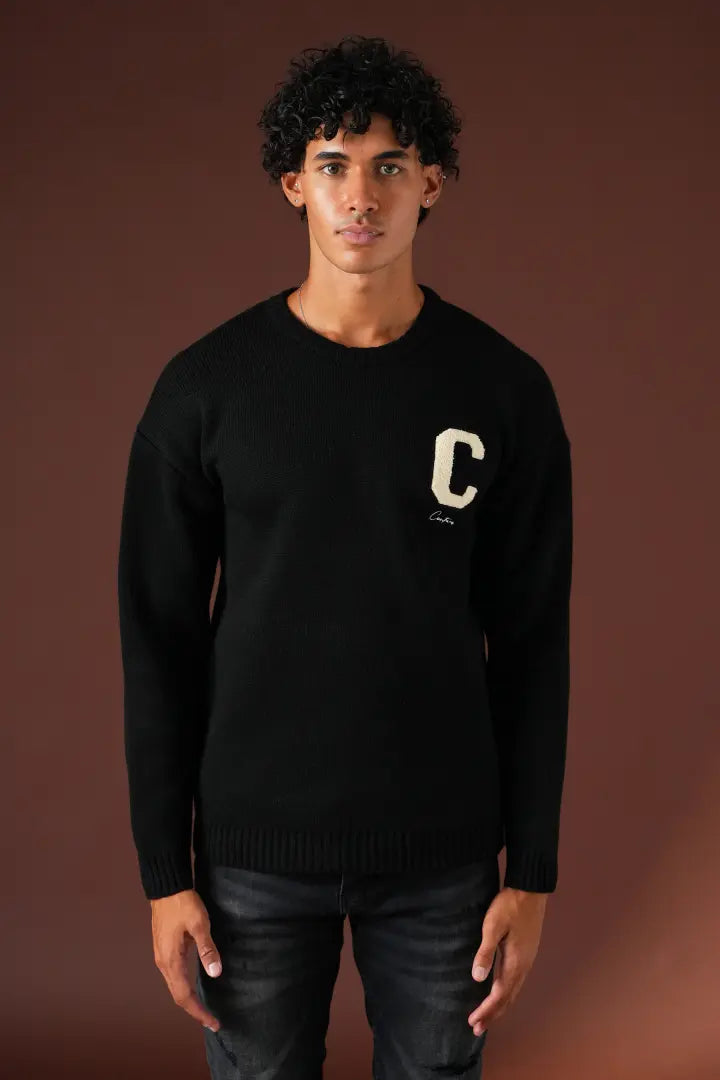 C Embroidered Knitted Jumper