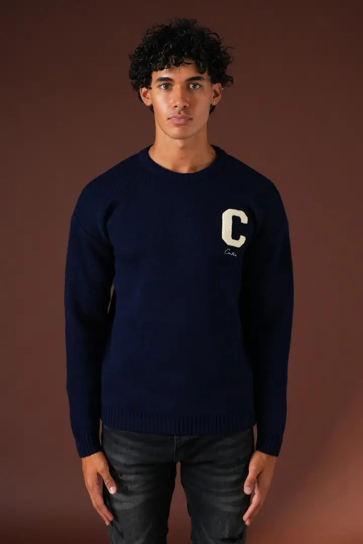 C Embroidered Knitted Jumper