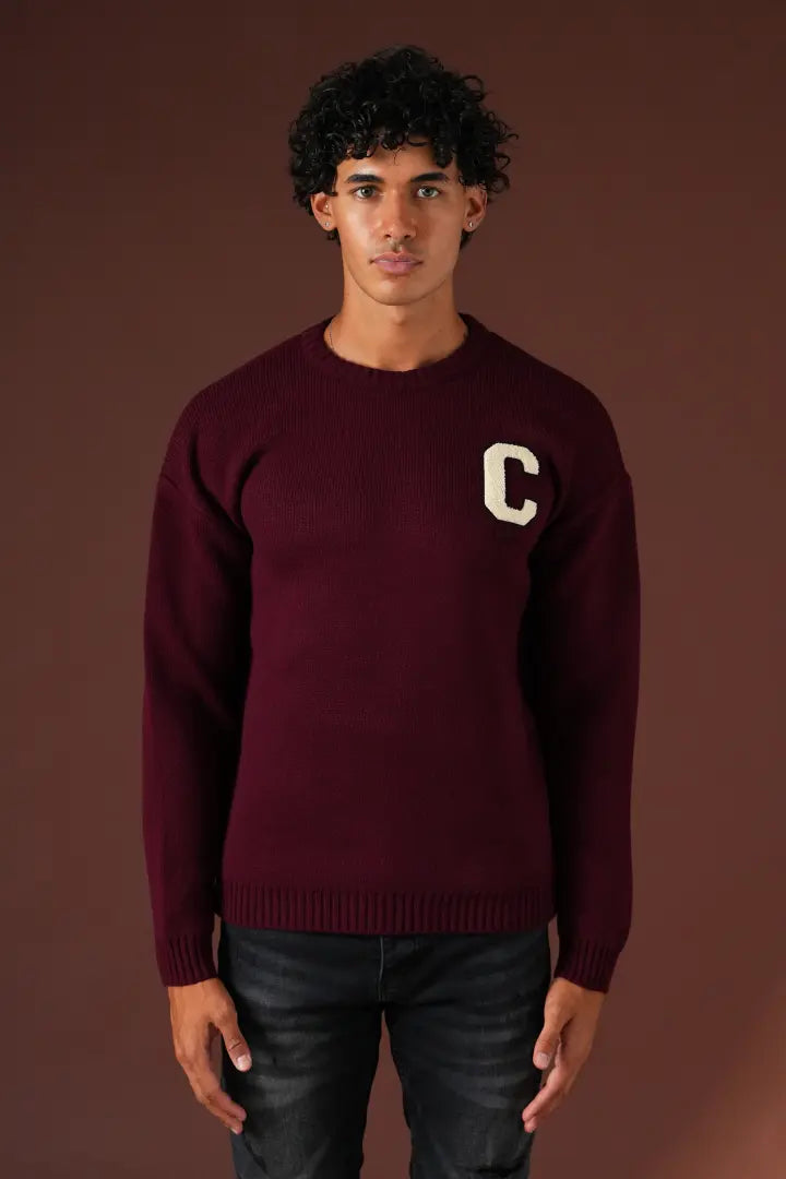 C Embroidered Knitted Jumper