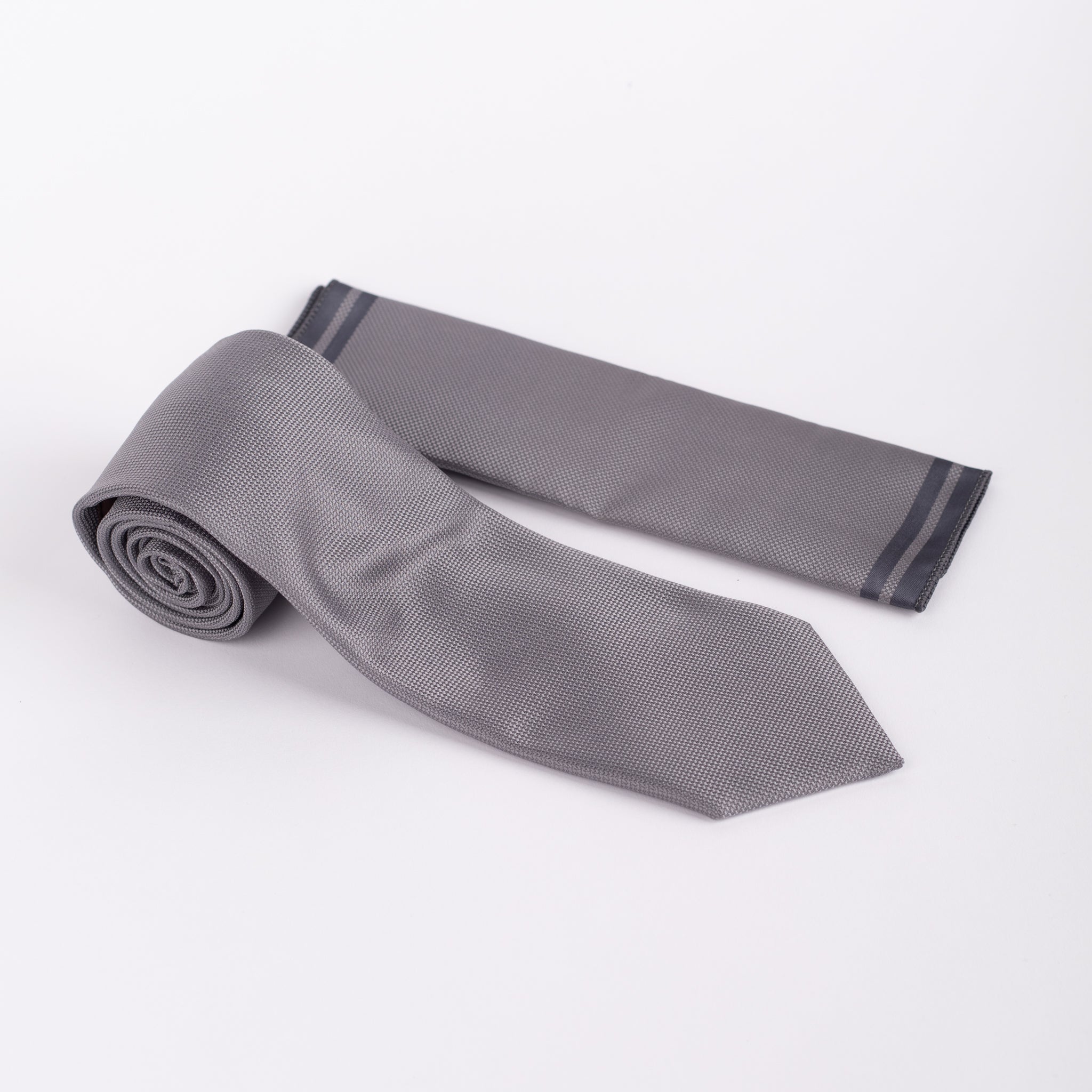 MC Textured - Tie & Pocket Square Set in Grey