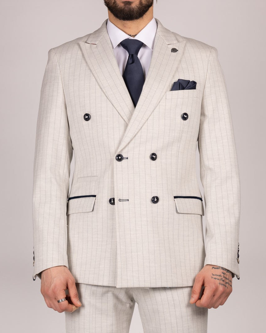 Grant Stone Pinstripe Double Breasted Suit