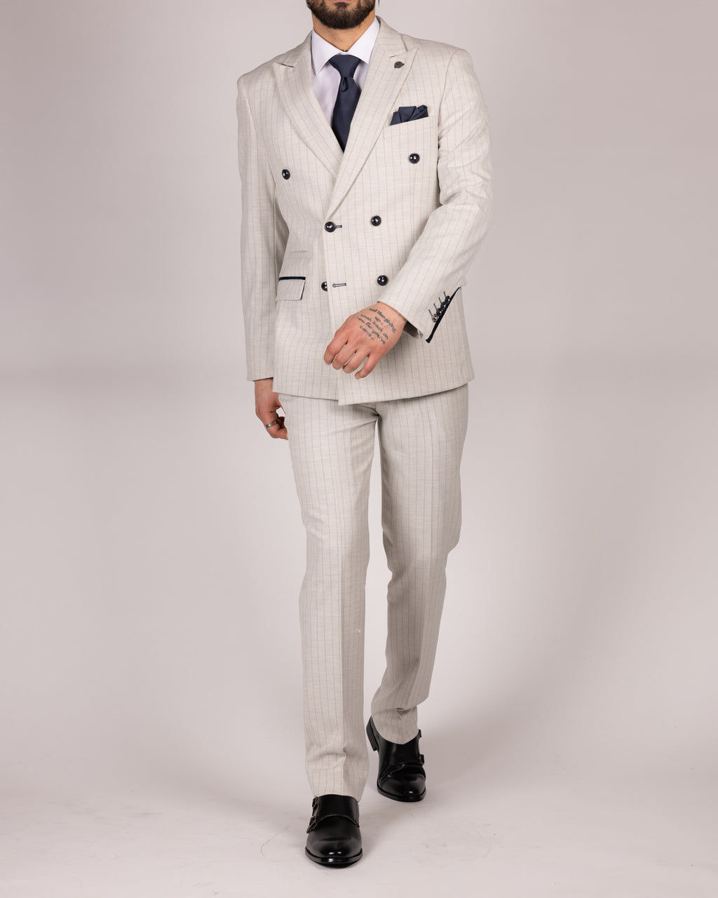 Grant Stone Pinstripe Double Breasted Suit