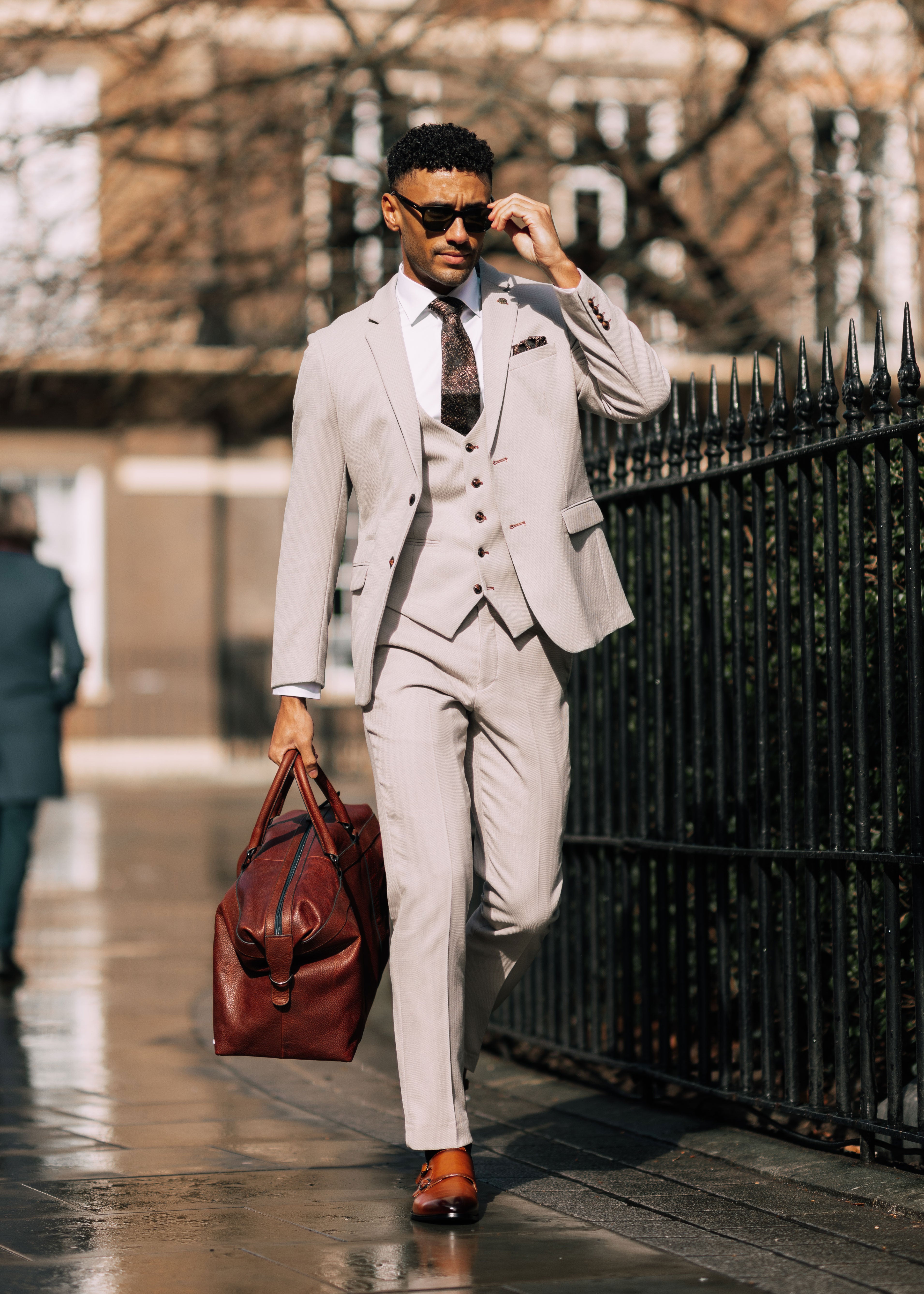 HM5 - Stone Tailored Three Piece Suit