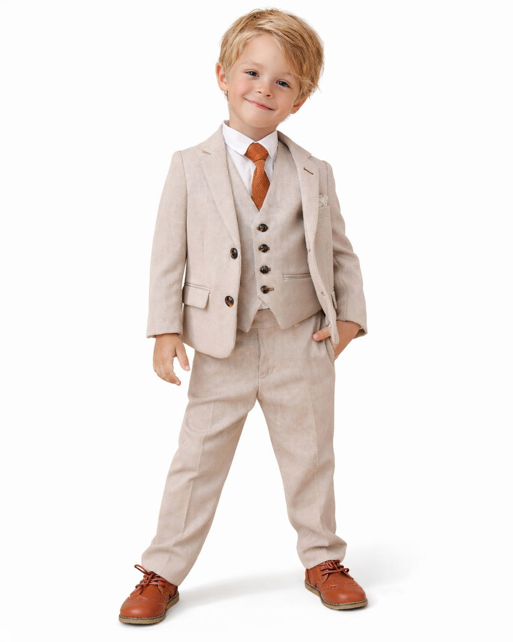 HM5 Boys Stone Tailored Three Piece Suit