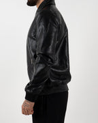 Black Leather Bomber Jacket