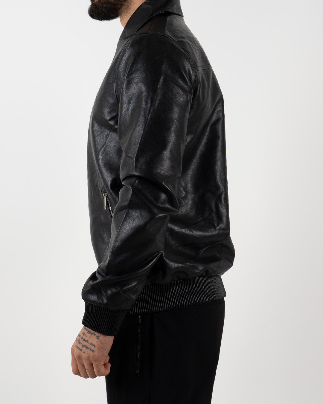 Black Leather Bomber Jacket