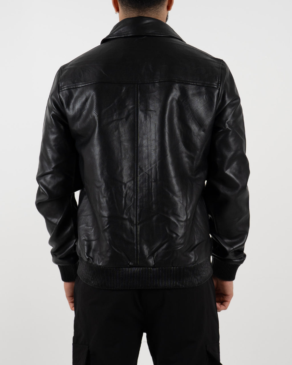 Black Leather Bomber Jacket